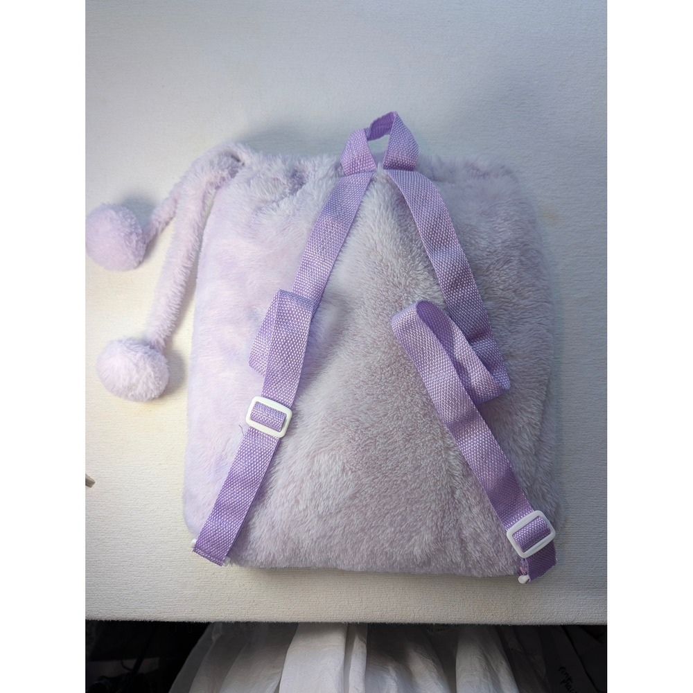 Kids Plush Bunny Backpack with Polka Dot Fleece Blanket Set Lavender - Picture 2 of 7